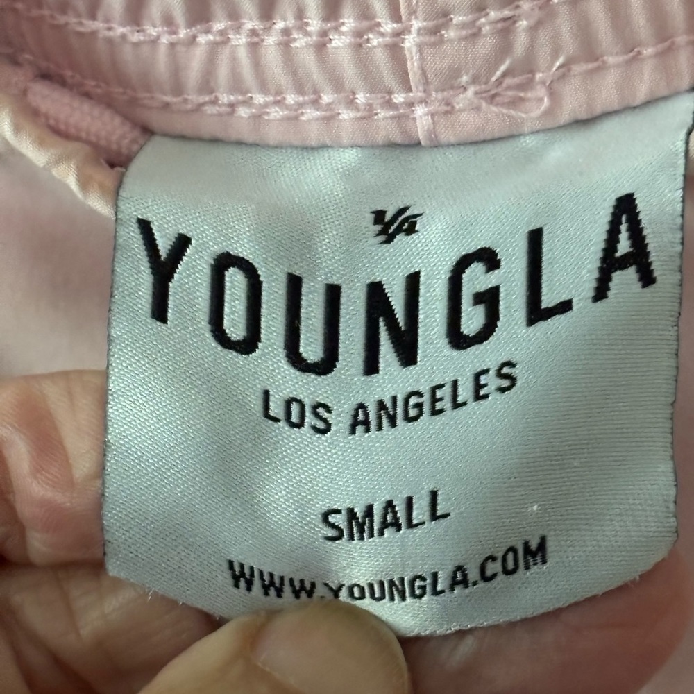 YoungLA Light Pink men’s swim Shorts with mesh lining. Small.